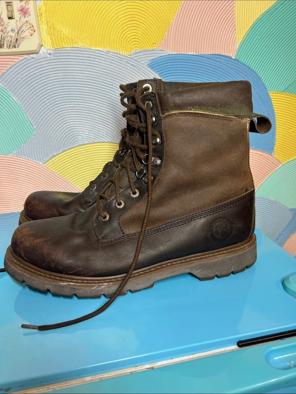 Brahma Men's Dark Brown Lace-Up Leather Work Boots sz 11